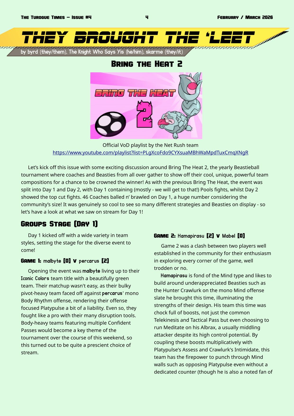 Page 4. Bring the Heat 2 tournament recap